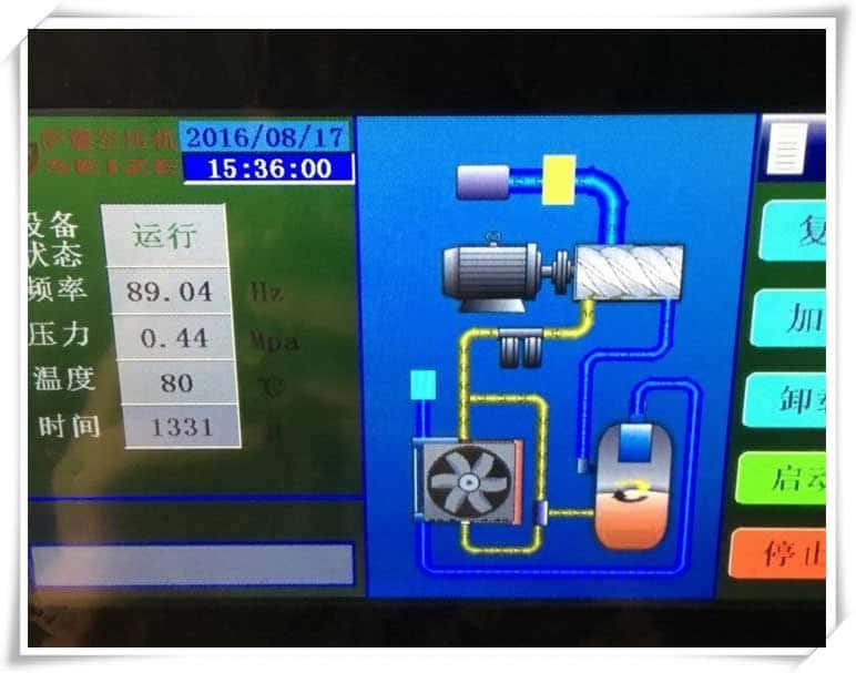 薩震節(jié)能空壓機控制面板